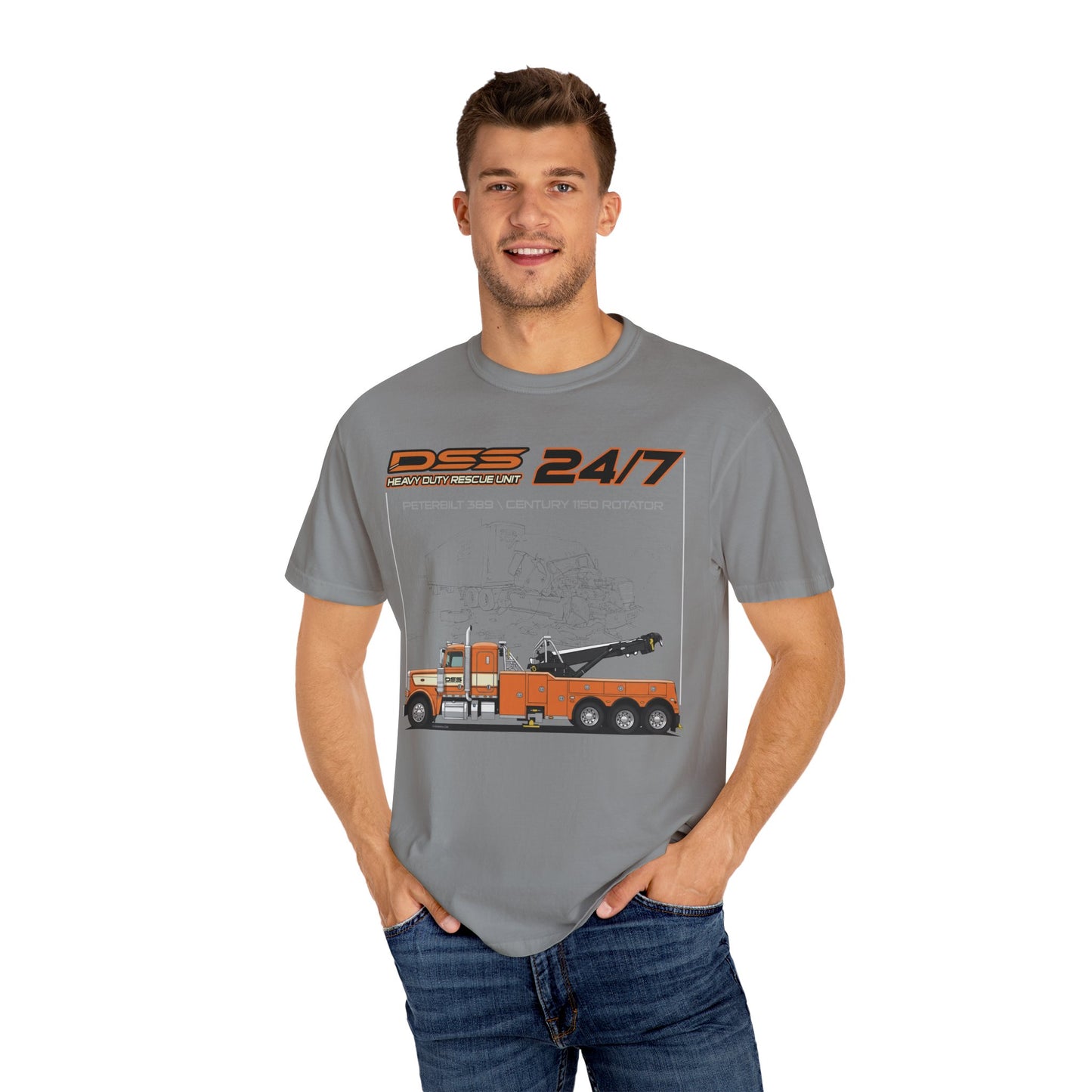 Heavy Duty Rescue Unit 24-7 | DSS Trucking Vintage T-Shirt | Peterbilt 389 Wrecker Edition