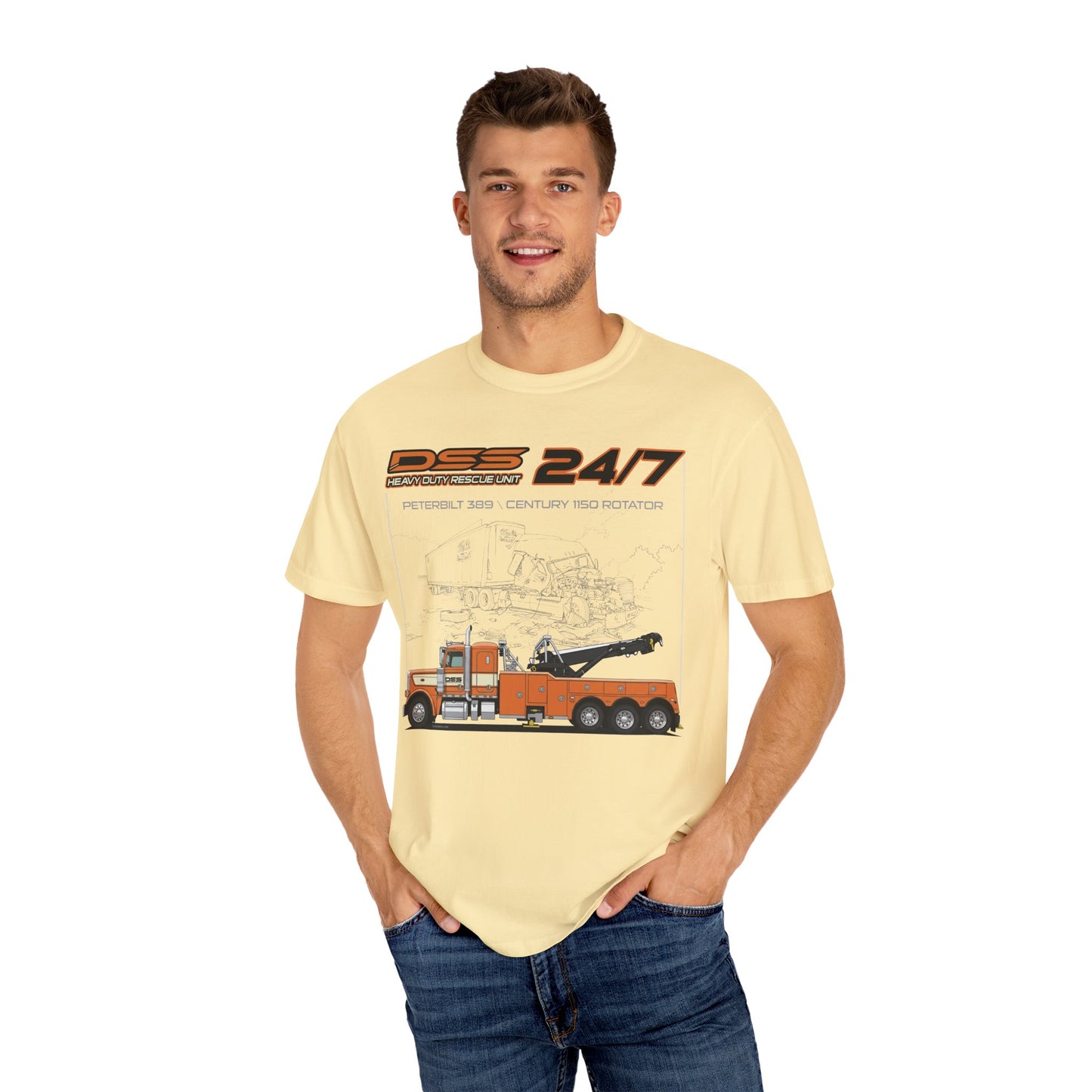 Heavy Duty Rescue Unit 24-7 | DSS Trucking Vintage T-Shirt | Peterbilt 389 Wrecker Edition