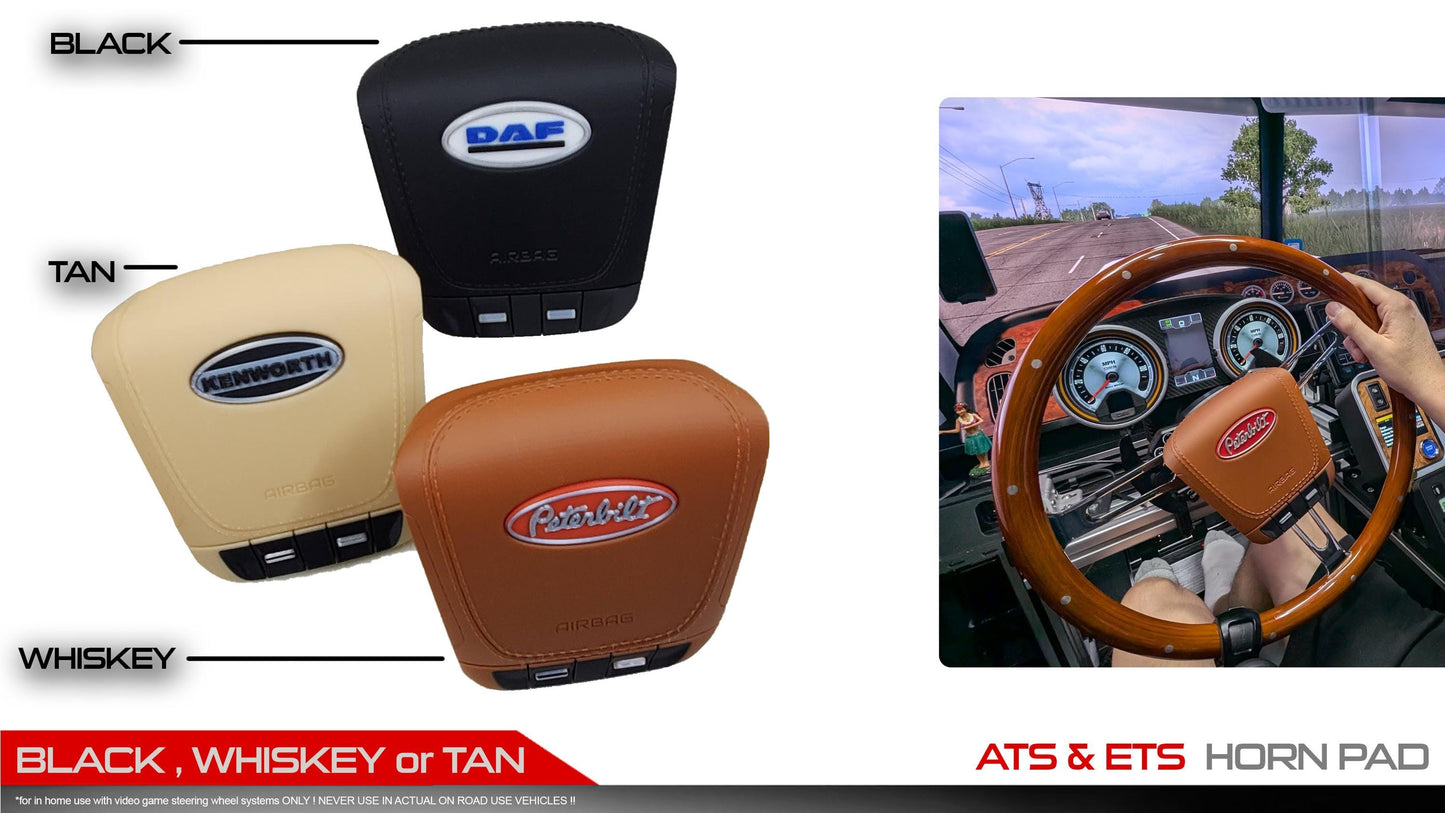 ETS & ATS Decorative Horn Pad! Hyper Detailed and Immersive 3D Print | ALL Free Badges included | Fits all 70mm Wheels / wheel not included