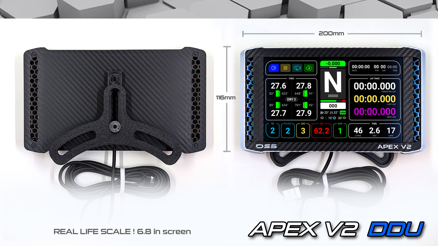 6.8 in DDU APEXv2 | Real Race Car SCALE !!! Dashboard Display for Sim Racing