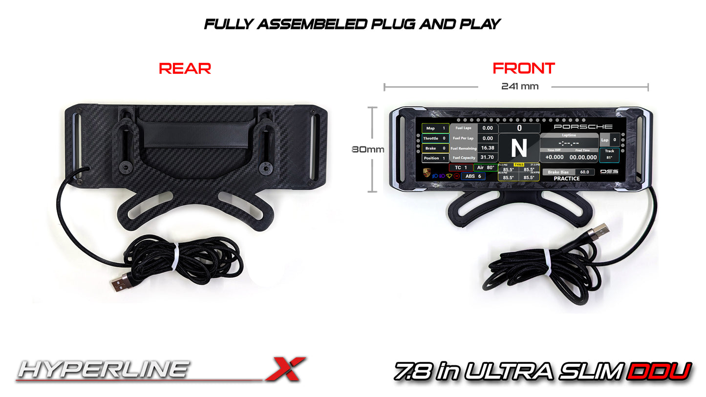 7.8” USB Sim Racing Display – HyperLine-X DDU Dashboard for Sim Racing, iRacing, SimHub, Acc, Ets2 | No HDMI Needed