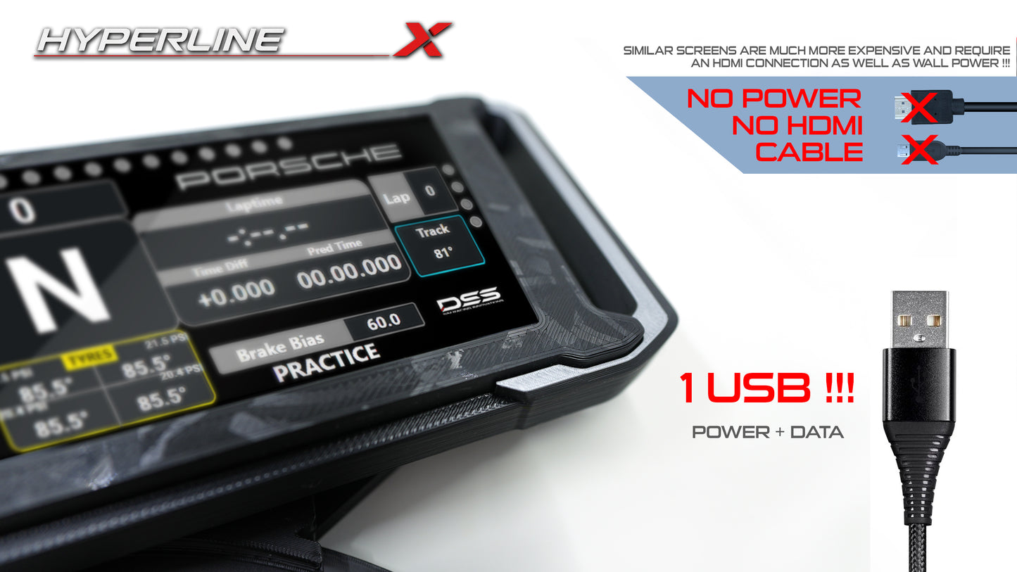 7.8” USB Sim Racing Display – HyperLine-X DDU Dashboard for Sim Racing, iRacing, SimHub, Acc, Ets2 | No HDMI Needed