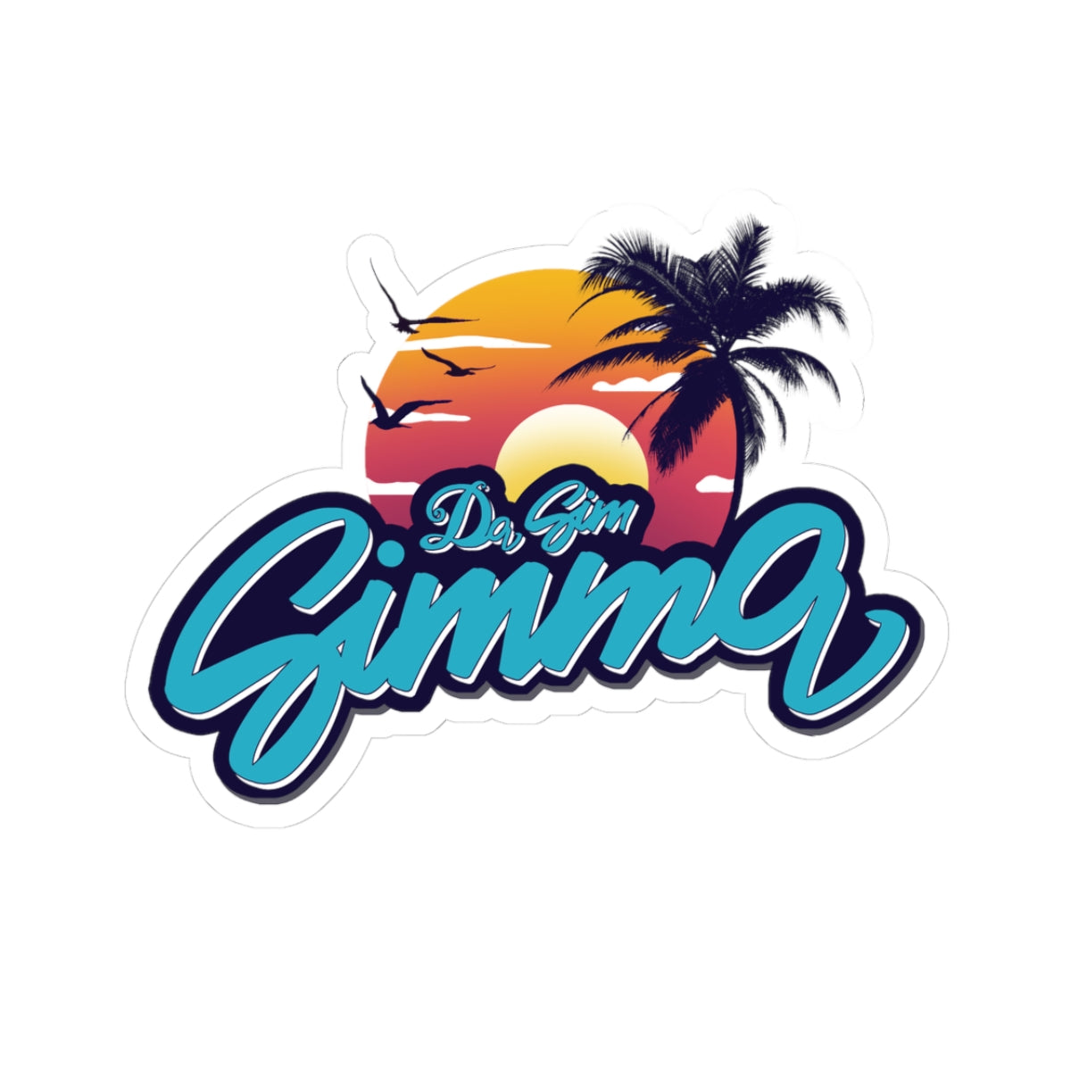 DaSimSimma Tropical Sunset Kiss-Cut Stickers | Fun Laptop Decor, Summer Vibes, Beach Party Favors, Travel Enthusiast Gifts, Vinyl Stickers