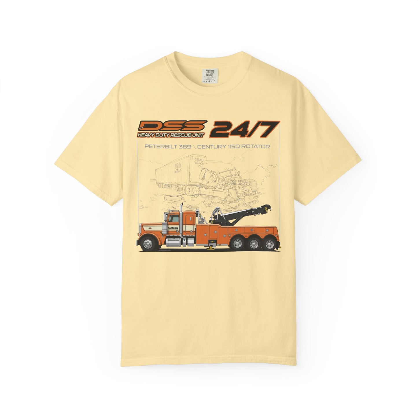 Heavy Duty Rescue Unit 24-7 | DSS Trucking Vintage T-Shirt | Peterbilt 389 Wrecker Edition