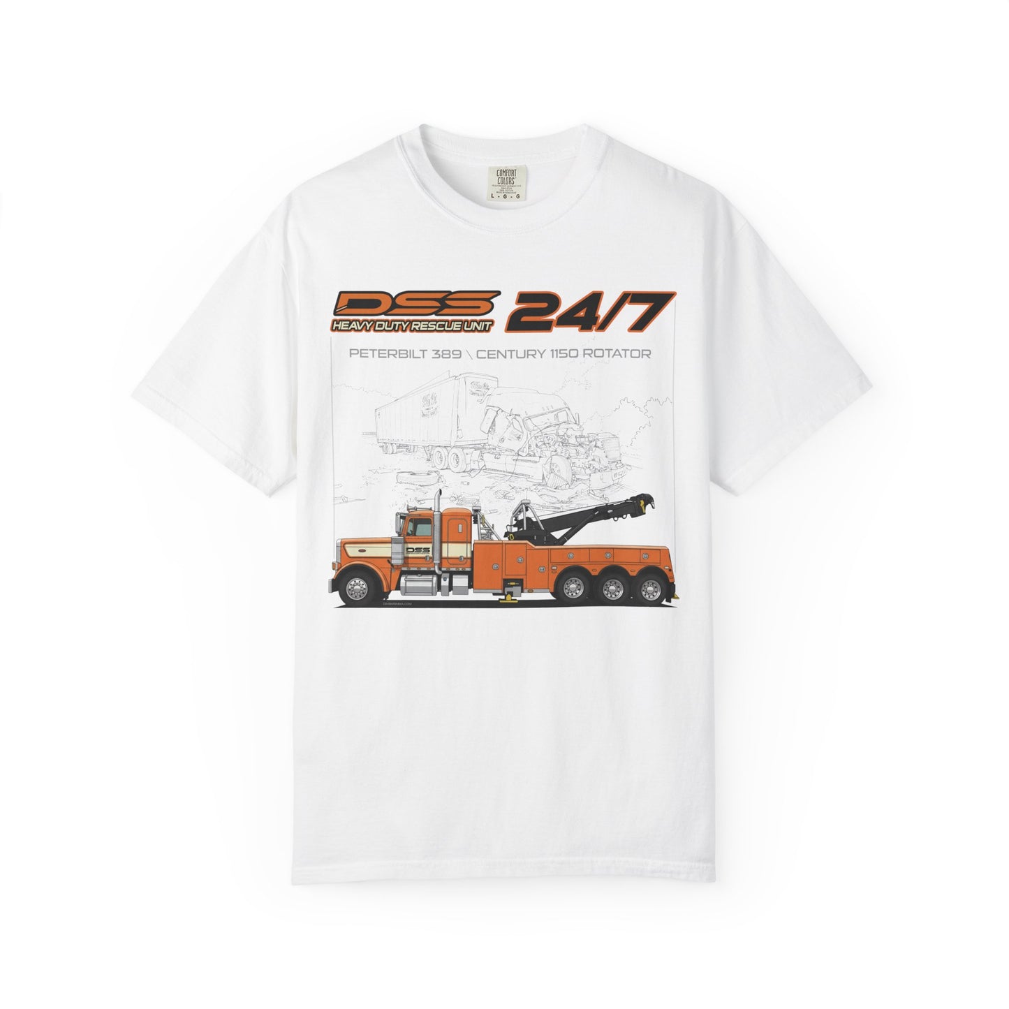 Heavy Duty Rescue Unit 24-7 | DSS Trucking Vintage T-Shirt | Peterbilt 389 Wrecker Edition