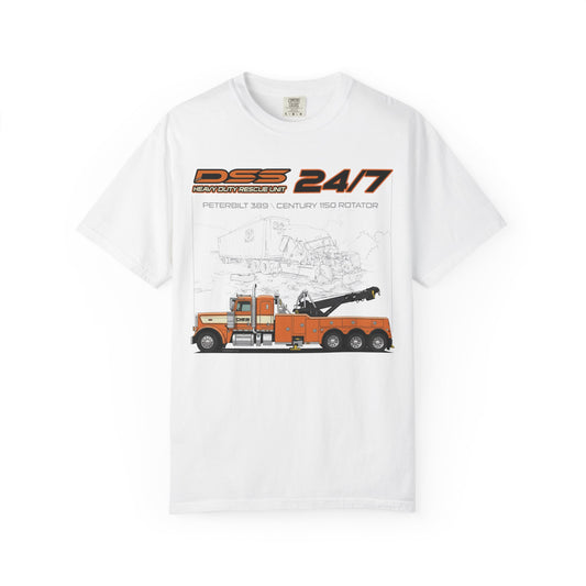 Heavy Duty Rescue Unit 24-7 | DSS Trucking Vintage T-Shirt | Peterbilt 389 Wrecker Edition