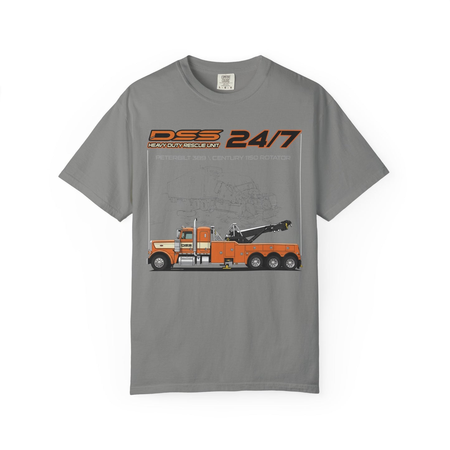 Heavy Duty Rescue Unit 24-7 | DSS Trucking Vintage T-Shirt | Peterbilt 389 Wrecker Edition