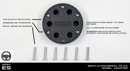 55mm to 70mm Wheel Rim Adapter for MOZA ES Rim | Sim Racing Steering Wheel Spacer | Now STRONGER Design and Material !