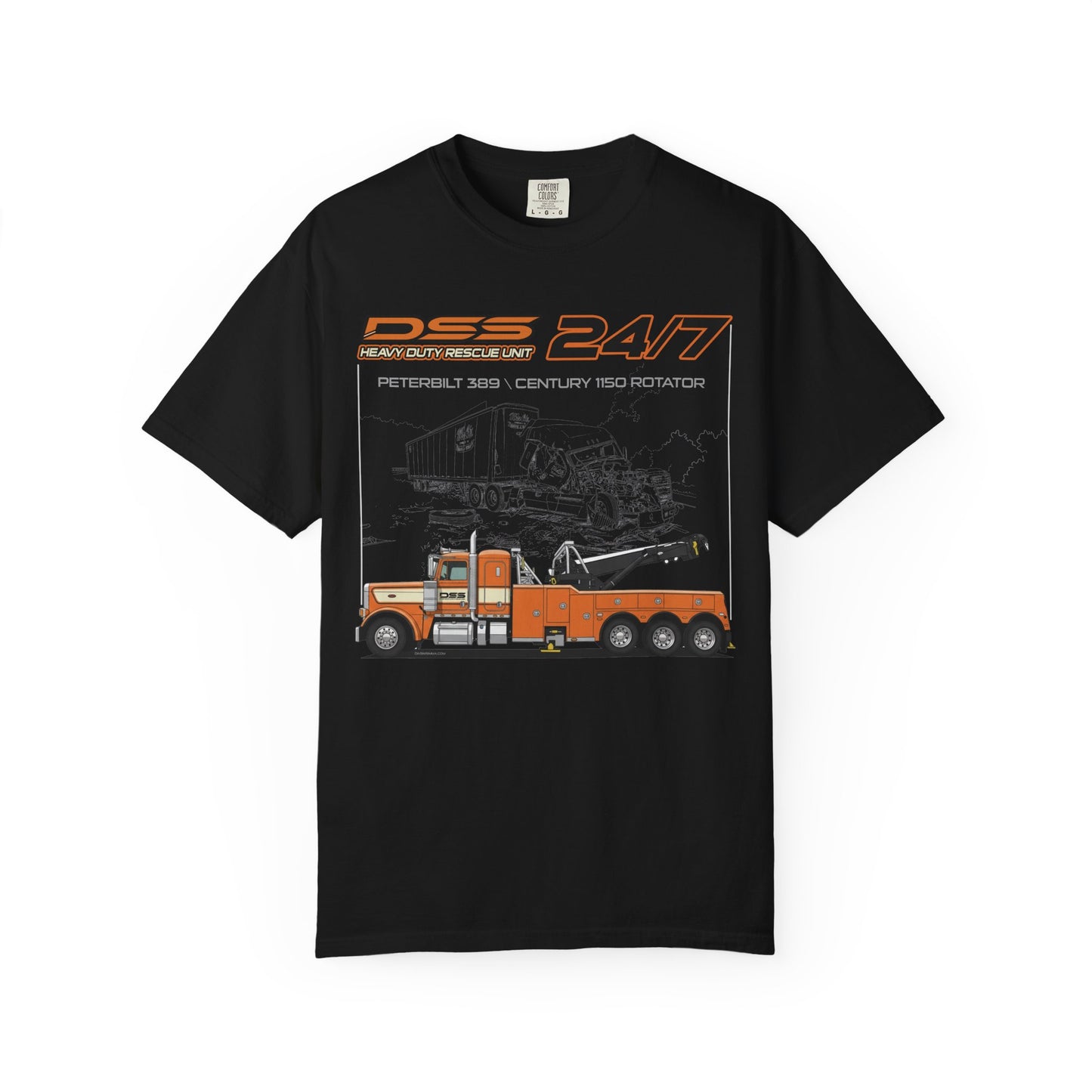 Heavy Duty Rescue Unit 24-7 | DSS Trucking Vintage T-Shirt | Peterbilt 389 Wrecker Edition