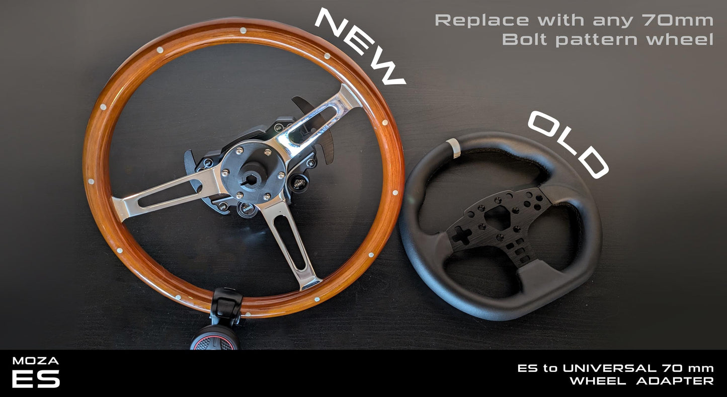 55mm to 70mm Wheel Rim Adapter for MOZA ES Rim | Sim Racing Steering Wheel Spacer | Now STRONGER Design and Material !