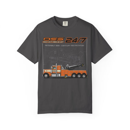 Heavy Duty Rescue Unit 24-7 | DSS Trucking Vintage T-Shirt | Peterbilt 389 Wrecker Edition