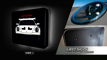 GT3 RS Led Sign with Ambient GLOW / Desk or Wall Mount / USB Powered & Dimmable