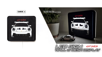 GT3 RS Led Sign with Ambient GLOW / Desk or Wall Mount / USB Powered & Dimmable