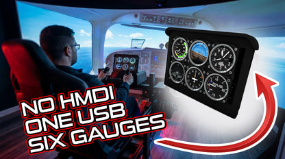 AERO 6 USB Flight Simulator Six Pack Display | HD Touchscreen Gauges, No HDMI !!!