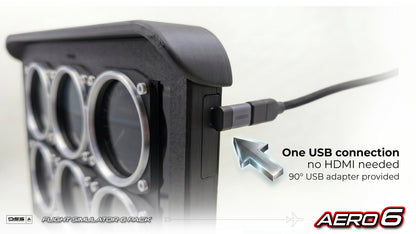 USB Flight Simulator Six Pack Display AERO6 | HD Touchscreen Gauges, No HDMI !!!