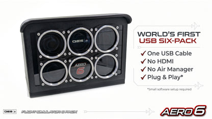 USB Flight Simulator Six Pack Display AERO6 | HD Touchscreen Gauges, No HDMI !!!