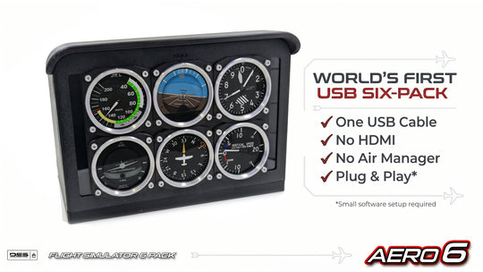 AERO 6 USB Flight Simulator Six Pack Display | HD Touchscreen Gauges for PC, No HDMI !!!