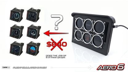 USB Flight Simulator Six Pack Display AERO6 | HD Touchscreen Gauges, No HDMI !!!