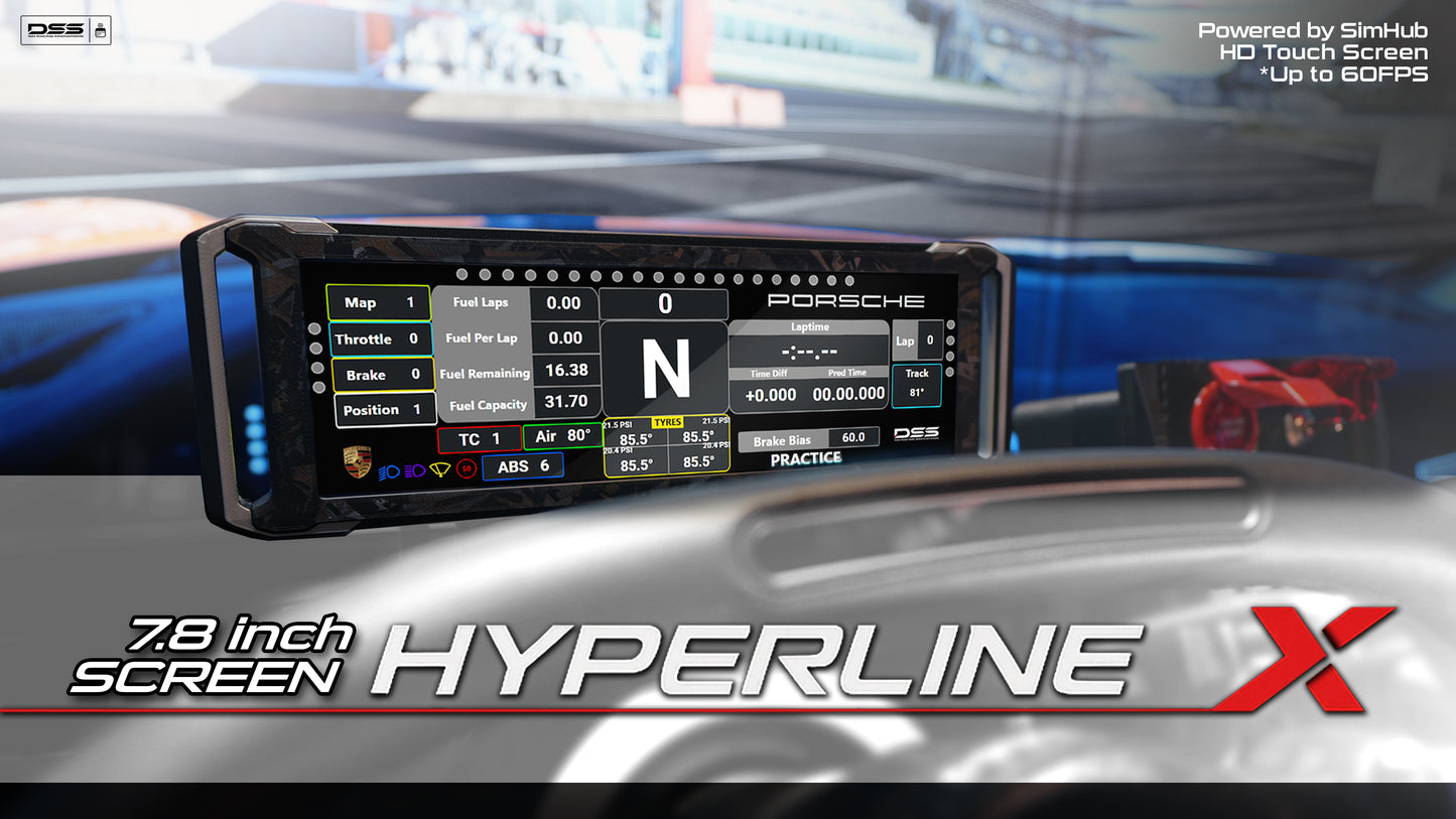 7.8” USB Sim Racing Display – HyperLine-X DDU Dashboard for Sim Racing, iRacing, SimHub, Acc, Ets2 | No HDMI Needed
