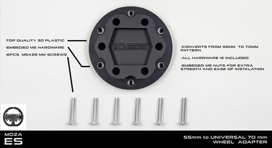 55mm to 70mm Wheel Rim Adapter for MOZA ES Rim | Sim Racing Steering Wheel Spacer | Now STRONGER Design and Material !