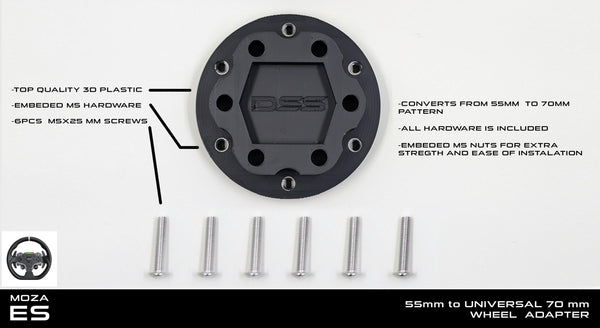 55mm to 70mm Wheel Rim Adapter for MOZA ES Rim | Sim Racing Steering Wheel Spacer | Now STRONGER Design and Material !