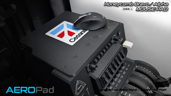 AEROPad – Honeycomb Alpha & Bravo Mouse Pad Attachment | Flight Simulator Cockpit Accessory | Smooth Surface with Logo Design