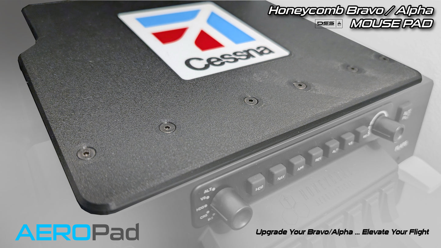 AEROPad – Honeycomb Alpha & Bravo Mouse Pad Attachment | Flight Simulator Cockpit Accessory | Smooth Surface with Logo Design