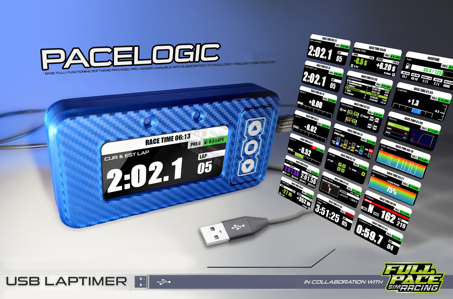 PACELOGIC Lap Timer with Bracket | 4in Touch Screen | Fully licensed PACELOGIC software | Immense amounts of telemetry data !!!