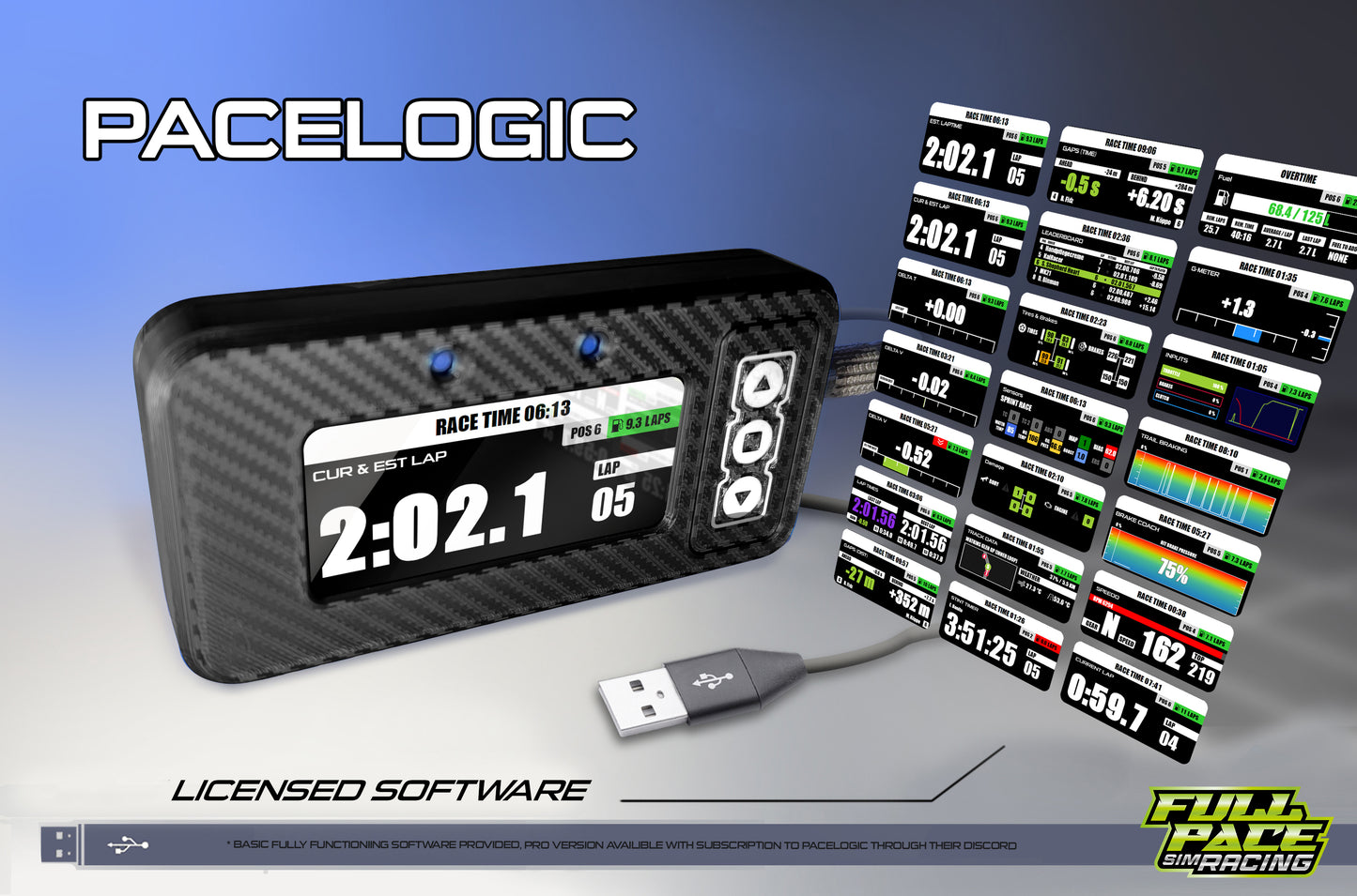 PACELOGIC Lap Timer with Bracket | 4in Touch Screen | Fully licensed PACELOGIC software | Immense amounts of telemetry data !!!