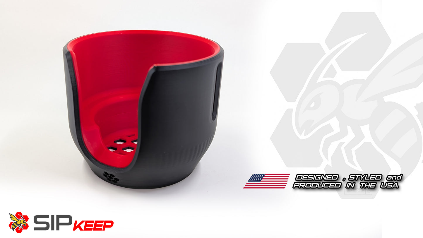 Sim Racing Cup Holder – SipKeep for Mugs, Cans, Red Bulls & More | Modern Multi-Color Design