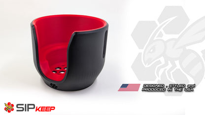 Sim Racing Cup Holder – SipKeep for Mugs, Cans, Red Bulls & More | Modern Multi-Color Design