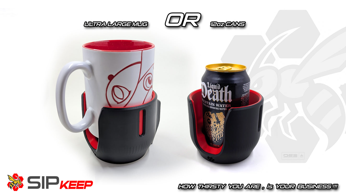 Sim Racing Cup Holder – SipKeep for Mugs, Cans, Red Bulls & More | Modern Multi-Color Design