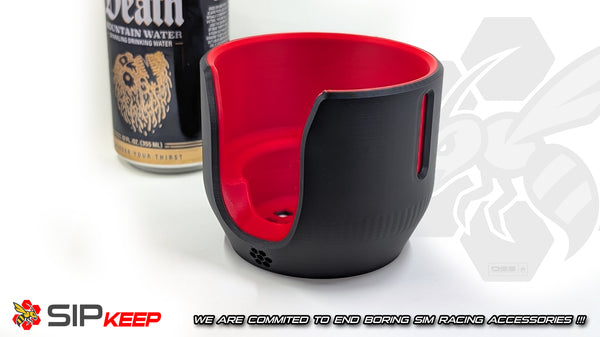 Sim Racing Cup Holder – SipKeep for Mugs, Cans, Red Bulls & More | Modern Multi-Color Design